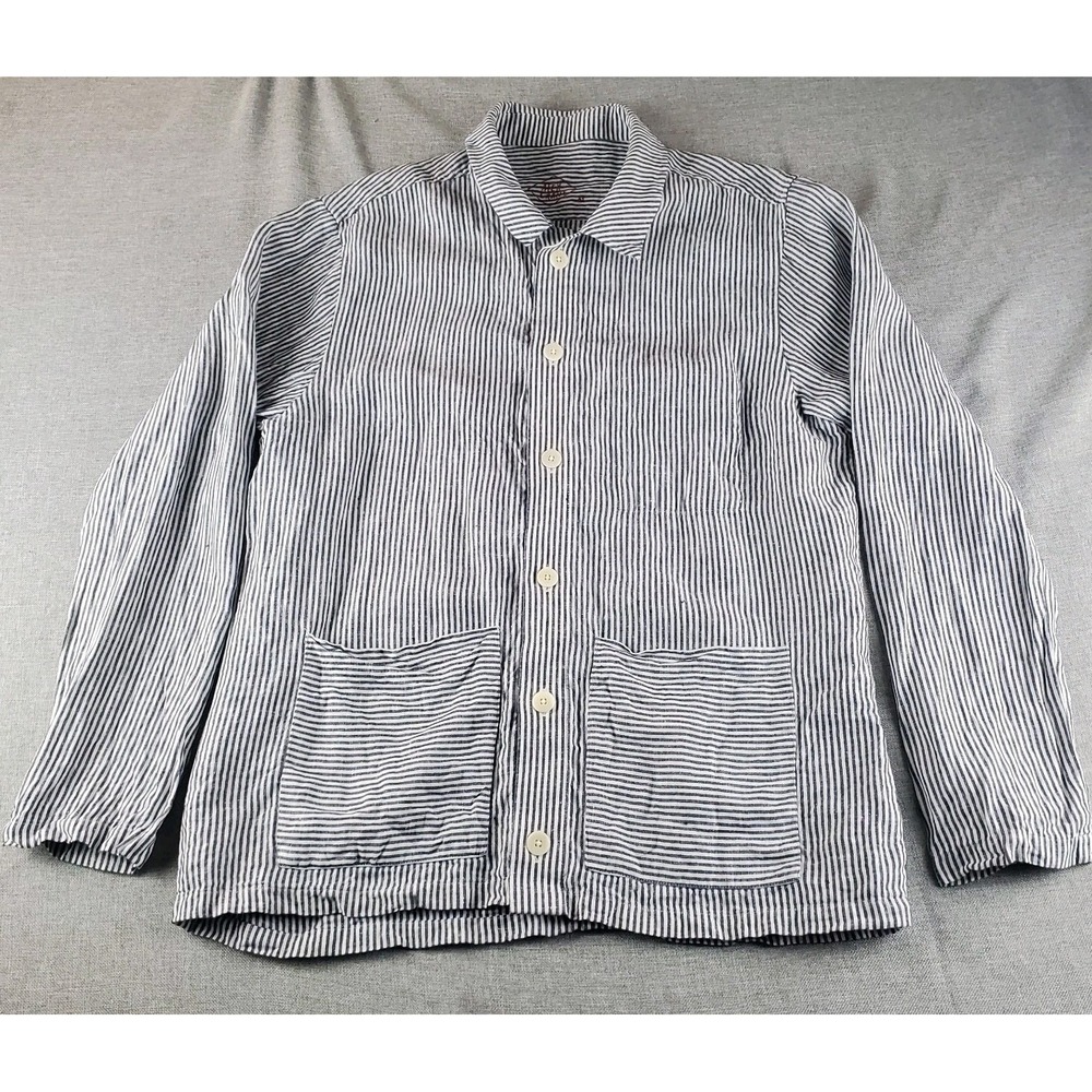 Alex Crane Shirt Jacket Womens XL Button Linen Casual Preppy Striped